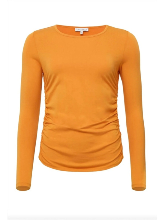 Anatomie Tops - NWT Anatomie Milly Ruched Long Sleeve Top in tangerine in large retails $178